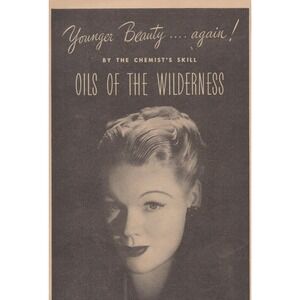Vintage 1945 Frances Denney Oils Of The Wilderness World War 2 Beauty Print Ad